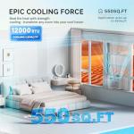 ROVSUN Smart 12000 BTU Window Air Conditioner with WiFi, Energy Saving Window AC Unit with Remote & App Control, Timer Function & Easy Install Kit, for Rooms up to 550 Square Feet, 115V/60Hz, White
