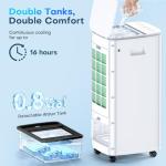 MYICY 25" Windowless Air Conditioner with Double Tanks for 16H Cooling, 25ft Remote & Timer,3-IN-1 Evaporative Air Cooler for Room, 90° Oscillation, 30dB, 3-Speed Swamp Cooler Air Conditioner Portable