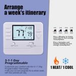 Heagstat 5-1-1 Day Programmable Thermostat for Home Conventional Single-Stage Systems, up to 1 Heat/ 1 Cool, (with White Backlight)
