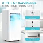 Antarctic Star Portable Air Conditioners 8,000 BTU, Small Portable AC with Cooling, Fan, Dehumidifier Function, Room AC Unit with 24H Timer, Cooling up to 350 Sq.Ft. Window Kit Panel