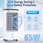 FANCOLE Windowless Portable Air Conditioners with 4 Ice Packs, 12H Smart Timer for Auto-off, 26Ft Remote, Top Fill Dual Tank, 3Speeds Evaporative Air Cooler, 70°Auto Swing Swamp Cooler Air Conditioner