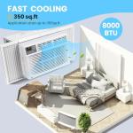 Window Air Conditioner 8000 BTU,WiFi-Enabled Smart AC with Remote, 3 Modes Cool Dry Fan Speed Control, Fast Cooling for 350 Sq.Ft 115V Mini Air Conditioner for Bedroom, Office, Home