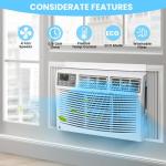 Window Air Conditioner 8000 BTU,WiFi-Enabled Smart AC with Remote, 3 Modes Cool Dry Fan Speed Control, Fast Cooling for 350 Sq.Ft 115V Mini Air Conditioner for Bedroom, Office, Home