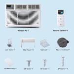 Window Air Conditioner 8000 BTU,WiFi-Enabled Smart AC with Remote, 3 Modes Cool Dry Fan Speed Control, Fast Cooling for 350 Sq.Ft 115V Mini Air Conditioner for Bedroom, Office, Home