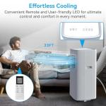 Coolblus Portable Air Conditioners,8500 BTU portable ac up to 360 Sq,3 IN 1 with Remote Control,Sleep Mode, Windows kit,White