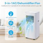 Coolblus Portable Air Conditioners,8500 BTU portable ac up to 360 Sq,3 IN 1 with Remote Control,Sleep Mode, Windows kit,White
