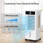 JRD Portable Air Conditioner, Portable Evaporative Air Cooler with Remote, 12H Timer, 4 Ice Pack, 2.4Gal Tank, 4 Mode&3 Speed, Mist Function, Swamp Cooler Cooling Fan for Bedroom Home Office Garage
