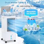 Portable Air Conditioners, 1.6 Gal Fast Cooling Evaporative Air Cooler, Portable AC Unit w/3 Spds & Cooling Mode, Swamp Cooler w/Remote, Windowless Air Conditioner for Room Office Garage