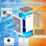 Portable Air Conditioners, 1.6 Gal Fast Cooling Evaporative Air Cooler, Portable AC Unit w/3 Spds & Cooling Mode, Swamp Cooler w/Remote, Windowless Air Conditioner for Room Office Garage