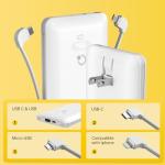 Q Brand 10,000mAh Portable Charger with Built-in Cables