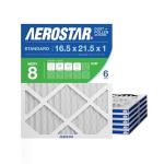 Aerostar 16.5x21.5x1 MERV 8 - 6 Count - High Efficiency Pleated HVAC, Furnace & Air Conditioner Filters - Removes Dust, Lint, Mold & Allergy-Causing Pollen