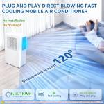 Portable Air Conditioners No Window, 1800BTU Windowless AC Unit for Bedroom, 38/44dB(A) Quiet, Multi-function Mode, No Drain and No Vent, Smart Air Conditioner Ventless for Room/Indoor