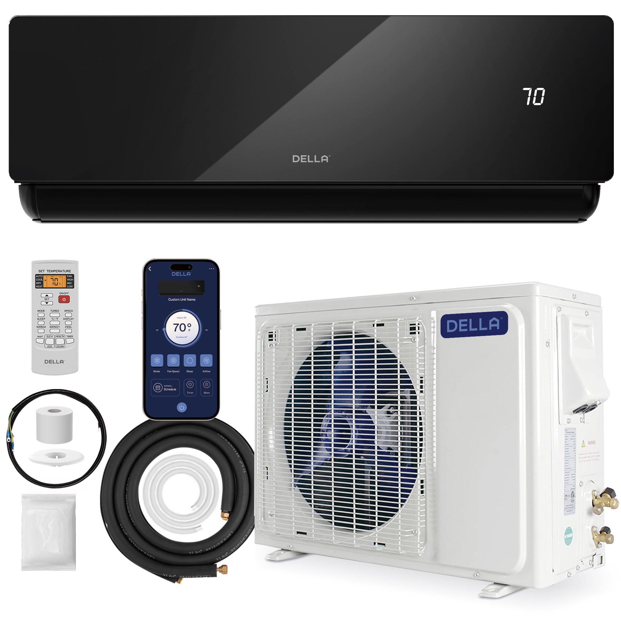 DELLA 18,000 BTU Wifi Enabled Mini Split Air Conditioner