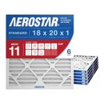 Aerostar 18x20x1 MERV 11 - 6 Count - Pleated HVAC, Furnace & Air Conditioner Filters - Removes Dust, Cold & Flu Germs, Lint, Mold, Pet Dander, Allergy-Causing Pollen, Smog & Smoke