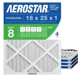 Aerostar MERV 8 Air Filter 4 Pack 16x25x1