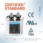 3uF mfd ±5% 370-440VAC Volt Oval Run Start Capacitor 50/60 Hz AC Electric Replacement Part by Blue Stars - Exact Fit for Central Air-Conditioners Heat Pumps Condenser Fan Motors AC Compressors