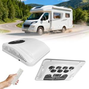 12V RV Air Conditioner with Heat 8.5K BTU Universal RV Rooftop AC Unit Heater Combo Quiet 2 in 1 Heating and Cooling for Truck, Trailer, Boat, Motorhome, Camper, Caravan
