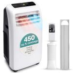 SereneLife Small Air Conditioner Portable 10,000 BTU with Built-in Dehumidifier + Heat - Portable AC unit for rooms up to 450 sq ft - Remote Control, Window Mount Exhaust Kit