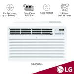 LG 10,000 BTU Through the Wall Air Conditioner, 115V, Cools up to 440 Sq. Ft. for Bedroom, Living Room, Apartment, with Remote, 3 Cool & Fan Speeds, Wall AC Unit, White