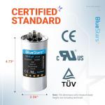 BlueStars 50+5 MFD uf 370 or 440 Volt VAC Dual Run Circular Start Capacitor Replacement Part - Exact Fit for Condenser Straight Cool or Heat Pump Air Conditioner - Replaces 97F9850 97F9970