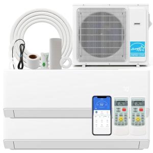 SIMOE Mini Split Air Conditioner ODU Dual 2 Zone 18K BTU (7K 9K BTU) 22 SEER2 208-230V Compatible with Alexa, Wifi Multi Zone Ductless Pre-Charged Mini Split AC & Heat Pump Energy Efficient