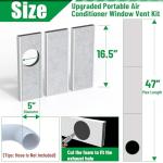 Forestchill Portable Air Conditioner Window Vent Kit with Insulation Foam Panels, Adjustable AC Vent Seal Kit with Mesh Guard for 5" Diameter Exhaust Hose, Insulates Heat & Reduces Noise from Outside
