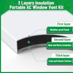 Forestchill Portable Air Conditioner Window Vent Kit with Insulation Foam Panels, Adjustable AC Vent Seal Kit with Mesh Guard for 5" Diameter Exhaust Hose, Insulates Heat & Reduces Noise from Outside