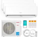 TURBRO 36,000 BTU 3 Zones Mini Split AC/Heating System, 22.5 SEER2, R454B, Ductless Multi Zones Inverter Mini Split Air Conditioner with Heat Pump, WiFi Enabled, Greenland (12K+12K+12K), 230V