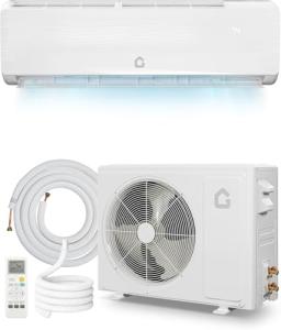 18000 BTU 19 SEER2 Mini Split AC Air Conditioner Heat Pump Inverter, 230V Ductless System, Cools Heats 1250 Sq.Ft, R32 Series with Installation Kits, White