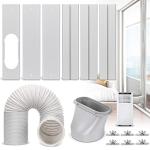 Kxuhivc Portable Air Conditioner Window Vent Kit, Adjustable Window Seal with 5.9 Inch Diameter, 78.7 Inch Length Exhaust Hose for A/C Unit Universal for Sliding Glass Doors