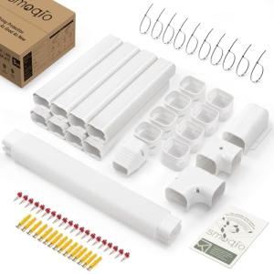 SMOQIO Mini Split Line Set Cover 3 Inch 14Ft, Easy to Install Lineset Cover Kit for Mini Split with Instruction, DIY Decorative PVC White Kit for Minisplit, Air Conditioner, Central AC and Heat Pump