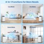 Inverter 16000 BTU Portable Air Conditioner, 3 in 1 Portable Ac Unit Cools Up for Rooms 850 Sq. Ft, Dual Hose Standing AC for Bedrooms with Dehumidifier, Fan, Quiet Sleep Mode, Remote Control