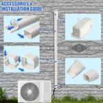 SUREPHON 4" 7.5Ft Mini Split Line Set Cover, Plastic Line Kit for Outside Units, Mini Split Air Conditioner, Central AC and Heat Pump