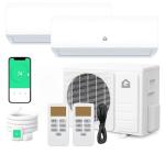 20K BTU Dual 2 Zone Mini Split Air Conditioner, 20 SEER2 12000 + 12000 BTU Wifi Enabled Ductless Mini Split AC with Pre-Charged Condenser, Heat Pump & 16ft Installation Kits, 208-230V