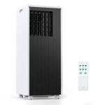 8,000 BTU Portable Air Conditioner, Smart Control, Cools Up to 350 Sq. Ft., With Dehumidifier & Fan Mode, Easy- to-Use Remote Control & Window Installation Kit Included, Black