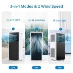 8,000 BTU Portable Air Conditioner, Smart Control, Cools Up to 350 Sq. Ft., With Dehumidifier & Fan Mode, Easy- to-Use Remote Control & Window Installation Kit Included, Black