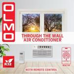 OLMO 8,000 BTU 115V Through-the-Wall Air Conditioner & Heat System – Heating & Cooling – Includes Wall Sleeve, Remote Control & Built-In Wireless Smart Kit – R-32 Refrigerant