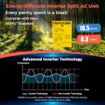 COSTWAY 24000BTU Mini Split Air Conditioner& Heater,18.5 SEER2 208-230V Wall-Mounted Ductless AC Unit Cools Rooms up to 1500 Sq. Ft, Energy Efficient Inverter AC w/Heat Pump (Blast Series)