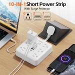 MCSCN Portable Slim Flat Plug Surge Overload Protector Power Strip Wall Outlet with 6 AC Power Outlets 4 USB(1C) for Home Office Dorm Travel Essentials Fire and Reach 100-125V 15A 1875W UL