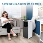 8,000 BTU Portable Air Conditioner, Smart Control, Cools Up to 350 Sq. Ft., With Dehumidifier & Fan Mode, Easy- to-Use Remote Control & Window Installation Kit Included, Black