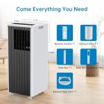 8,000 BTU Portable Air Conditioner, Smart Control, Cools Up to 350 Sq. Ft., With Dehumidifier & Fan Mode, Easy- to-Use Remote Control & Window Installation Kit Included, Black