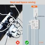 MCSCN Portable Slim Flat Plug Surge Overload Protector Power Strip Wall Outlet with 6 AC Power Outlets 4 USB(1C) for Home Office Dorm Travel Essentials Fire and Reach 100-125V 15A 1875W UL