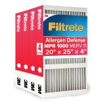 Filtrete 20x25x4 AC Furnace Air Filter, MPR 1000, MERV 11, Fits Honeywell & AprilAire Space-Gard, Allergen Defense, Electrostatic Air Cleaning Filter, 4-Pack (Actual Size 19.88 x 24.63 x 4.31)