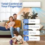 12000 BTU Mini Split Ac/Heating System, 19 SEER2 115V Ductless Inverter Air Conditioner with Heat Pump, Up to 750 Sq.Ft, Auto Clean, Defrost, Energy Efficient for Home & Office