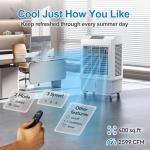 Large Windowless Portable Air Conditioner, 3 in 1 Evaporative Swamp Cooler with Remote, Hoseless Ventless Fan Ac Unit, 7H Timer, 8 Gal Water Tank, 4 Ice Box for Garage, Bedroom Home Outdoor