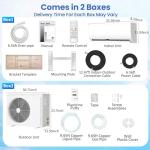 12000 BTU Mini Split Ac/Heating System, 19 SEER2 115V Ductless Inverter Air Conditioner with Heat Pump, Up to 750 Sq.Ft, Auto Clean, Defrost, Energy Efficient for Home & Office