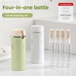 4 in 1 Travel Dispenser Bottle,Leak Proof Refillable Silicone Squeeze Containers with Locks, Transparent Portable 4 in 1 Travel Dispenser for Shampoo, Conditioner, Compact for Air Travel (Gray)