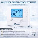 Climapeak Non-Programmable Thermostat (Batteries Included) for Home 1 Heat/1 Cool Conventional Single-Stage Systems Blue Backlight (DIY Friendly)