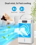 Portable Air Conditioners Fan,AI Portable AC Unit With 1500ML Water Tank,4-IN-1 Evaporative Air Cooler with Remote Control 7 Color Light Personal Mini Air Conditioner Portable for Room Office (White)