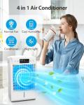 Portable Air Conditioners Fan,AI Portable AC Unit With 1500ML Water Tank,4-IN-1 Evaporative Air Cooler with Remote Control 7 Color Light Personal Mini Air Conditioner Portable for Room Office (White)
